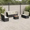 Image de vidaXL Salon de jardin 8 pcs avec coussins noir résine tressée