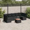 Image de vidaXL Salon de jardin 8 pcs avec coussins noir résine tressée