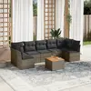 Image de vidaXL Salon de jardin 8 pcs avec coussins gris résine tressée