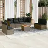 Image de vidaXL Salon de jardin 9 pcs avec coussins gris résine tressée