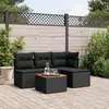 Image de vidaXL Salon de jardin 5 pcs avec coussins noir résine tressée