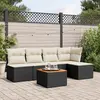 Image de vidaXL Salon de jardin 6 pcs avec coussins noir résine tressée