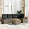 Image de vidaXL Salon de jardin 6 pcs avec coussins gris résine tressée