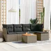 Image de vidaXL Salon de jardin 6 pcs avec coussins gris résine tressée