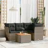 Image de vidaXL Salon de jardin 5 pcs avec coussins gris résine tressée