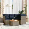 Image de vidaXL Salon de jardin 5 pcs avec coussins gris résine tressée