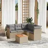Image de vidaXL Salon de jardin avec coussins 6pcs mélange beige résine tressée