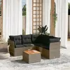 Image de vidaXL Salon de jardin 6 pcs avec coussins gris résine tressée