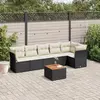 Image de vidaXL Salon de jardin 7 pcs avec coussins noir résine tressée
