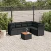Image de vidaXL Salon de jardin 7 pcs avec coussins noir résine tressée