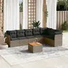 Image de vidaXL Salon de jardin 8 pcs avec coussins gris résine tressée