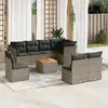 Image de vidaXL Salon de jardin 9 pcs avec coussins gris résine tressée