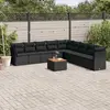 Image de vidaXL Salon de jardin 10 pcs avec coussins noir résine tressée