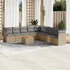 Image de vidaXL Salon de jardin et coussins 10 pcs mélange beige résine tressée