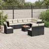 Image de vidaXL Salon de jardin 11 pcs avec coussins noir résine tressée