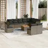 Image de vidaXL Salon de jardin 11 pcs avec coussins gris résine tressée