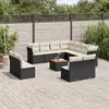 Image de vidaXL Salon de jardin 12 pcs avec coussins noir résine tressée