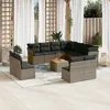Image de vidaXL Salon de jardin avec coussins 12 pcs gris résine tressée