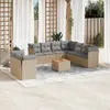 Image de vidaXL Salon de jardin et coussins 11 pcs mélange beige résine tressée