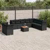 Image de vidaXL Salon de jardin 11 pcs avec coussins noir résine tressée
