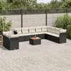 Image de vidaXL Salon de jardin 11 pcs avec coussins noir résine tressée
