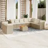 Image de vidaXL Salon de jardin 11 pcs avec coussins beige résine tressée