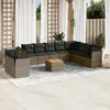 Image de vidaXL Salon de jardin 11 pcs avec coussins gris résine tressée