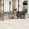 Image de vidaXL Salon de jardin et coussins 12 pcs mélange beige résine tressée