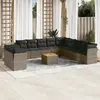 Image de vidaXL Salon de jardin avec coussins 12 pcs gris résine tressée