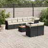 Image de vidaXL Salon de jardin 9 pcs avec coussins noir résine tressée