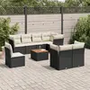 Image de vidaXL Salon de jardin 9 pcs avec coussins noir résine tressée