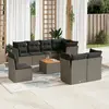 Image de vidaXL Salon de jardin 9 pcs avec coussins gris résine tressée