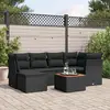 Image de vidaXL Salon de jardin 7 pcs avec coussins noir résine tressée