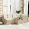 Image de vidaXL Salon de jardin avec coussins 7 pcs beige résine tressée