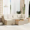 Image de vidaXL Salon de jardin avec coussins 7 pcs beige résine tressée