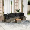 Image de vidaXL Salon de jardin 8 pcs avec coussins gris résine tressée