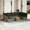 Image de vidaXL Salon de jardin avec coussins 10 pcs gris résine tressée