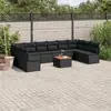 Image de vidaXL Salon de jardin 11 pcs avec coussins noir résine tressée