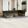 Image de vidaXL Salon de jardin 11 pcs avec coussins gris résine tressée