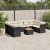Image de vidaXL Salon de jardin 10 pcs avec coussins noir résine tressée