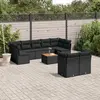 Image de vidaXL Salon de jardin 10 pcs avec coussins noir résine tressée