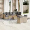 Image de vidaXL Salon de jardin et coussins 10 pcs mélange beige résine tressée