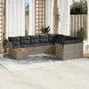 Image de vidaXL Salon de jardin avec coussins 10 pcs gris résine tressée