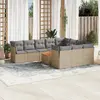 Image de vidaXL Salon de jardin et coussins 11 pcs mélange beige résine tressée