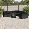 Image de vidaXL Salon de jardin 11 pcs avec coussins noir résine tressée