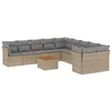 Image de vidaXL Salon de jardin et coussins 11 pcs mélange beige résine tressée
