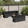 Image de vidaXL Salon de jardin 11 pcs avec coussins noir résine tressée