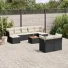 Image de vidaXL Salon de jardin 10 pcs avec coussins noir résine tressée