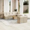 Image de vidaXL Salon de jardin avec coussins 10 pcs beige résine tressée