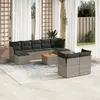 Image de vidaXL Salon de jardin avec coussins 10 pcs gris résine tressée